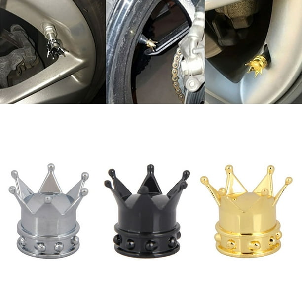 4Pcs Chrome Crown Car Auto Silver Crown Tire Valve Air Cap Wheel Rim Accessories 